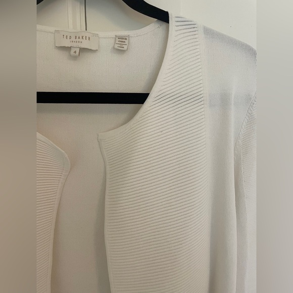 Ted Baker Ribbed Open Front Cardigan White | 10 - Picture 3 of 6